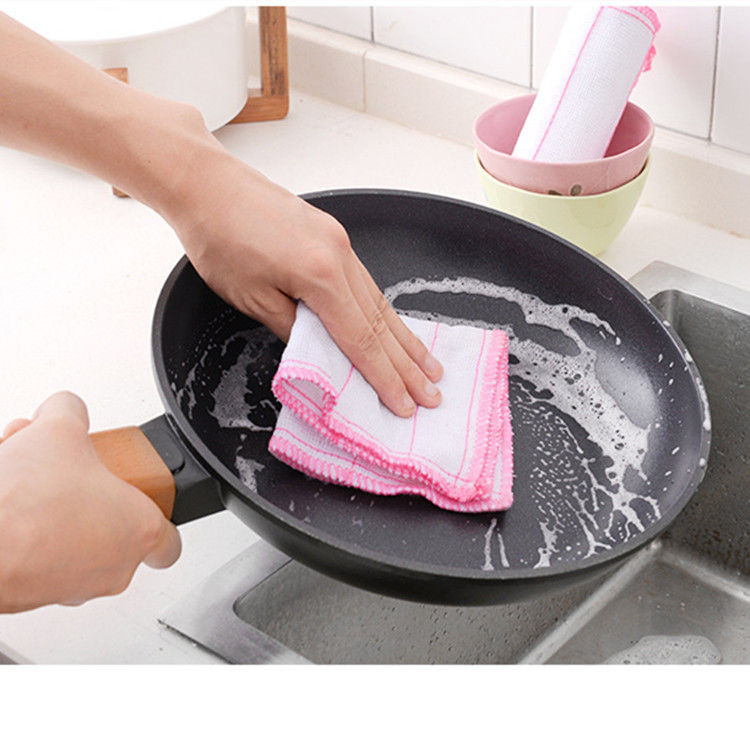 Suministro de fábrica antiadherente aceite hilo de algodón plato toalla engrosada absorbente limpieza estropajo mantel Toalla de trapo en stock