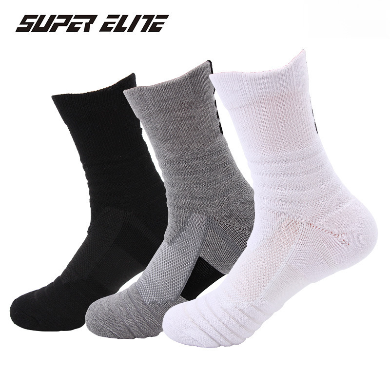 Men's Mid-Calf Sports Socks Badminton Running Outdoor Elite Socks Brushed Socks Sweat-Absorbent Non-Slip Basketball Socks Wholesale