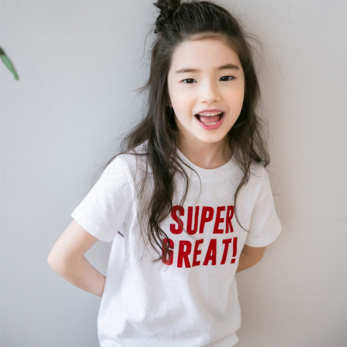 2024 Girls Summer Bottoming Shirt\Korean Lettered Short Sleeve T-Shirt\One Piece Dropshipping