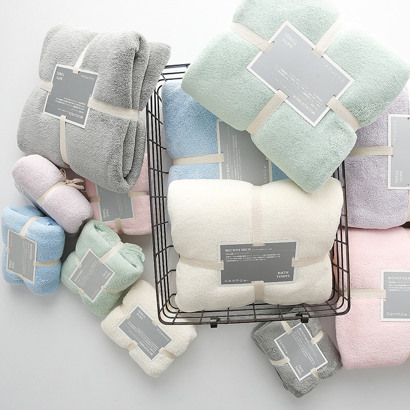 珊瑚绒毛巾批发两件套吸水洗脸超细纤维速干酒店家用礼品吸水速干