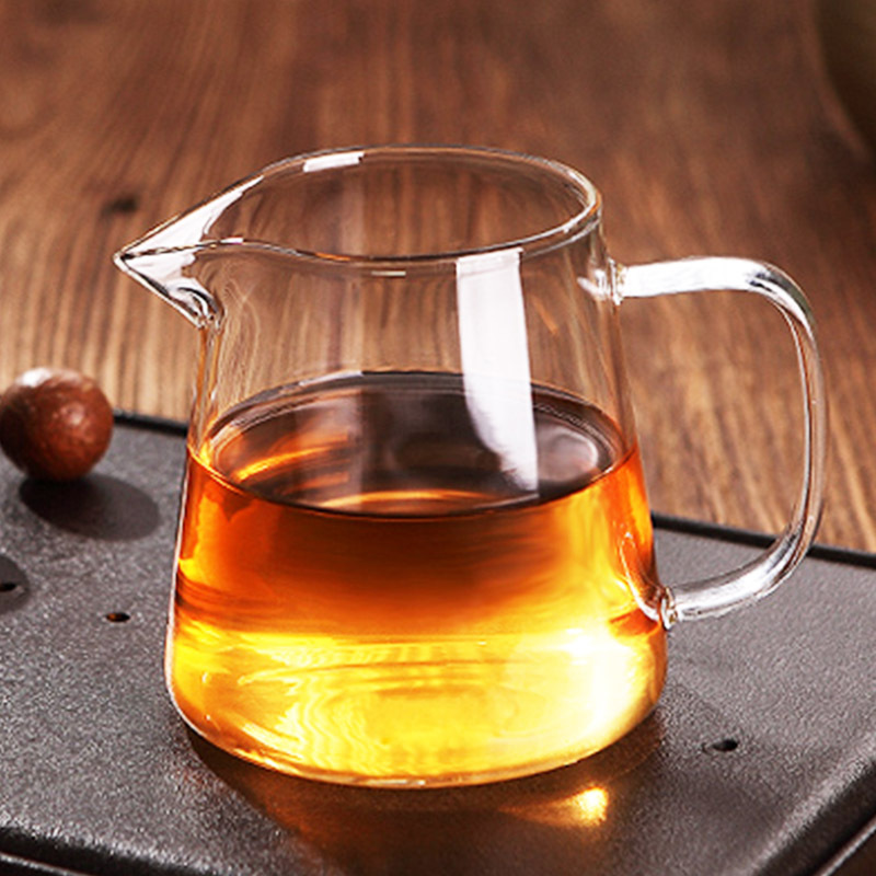 四方杯透明玻璃公道杯小青柑茶漏专用茶海分茶器玻璃尖嘴倒茶公杯