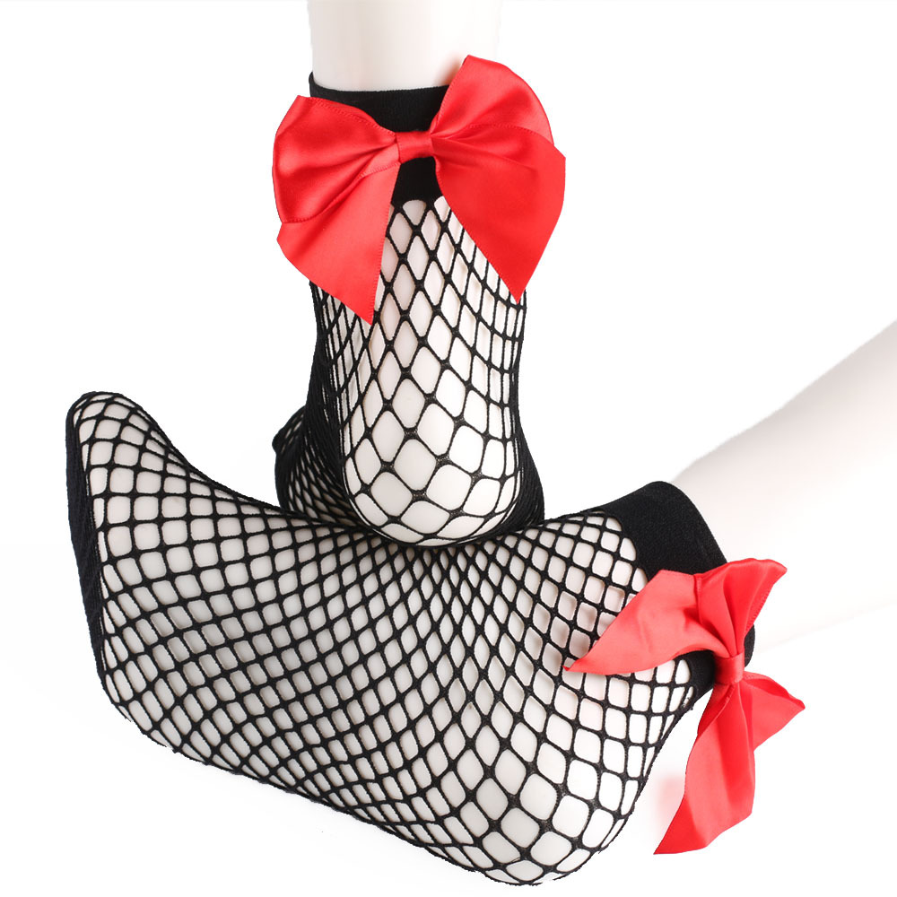 Cross Border Bow Net Socks Short Fishnet Socks Women's Short Socks Mesh Socks Women's Stockings Accessories Girls Socks