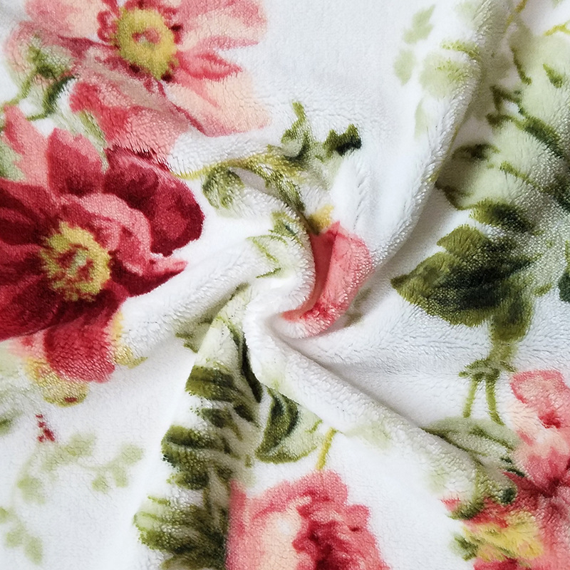 超细半光法兰绒 环保渐变印花短毛绒布料批发 染色涤纶法兰绒