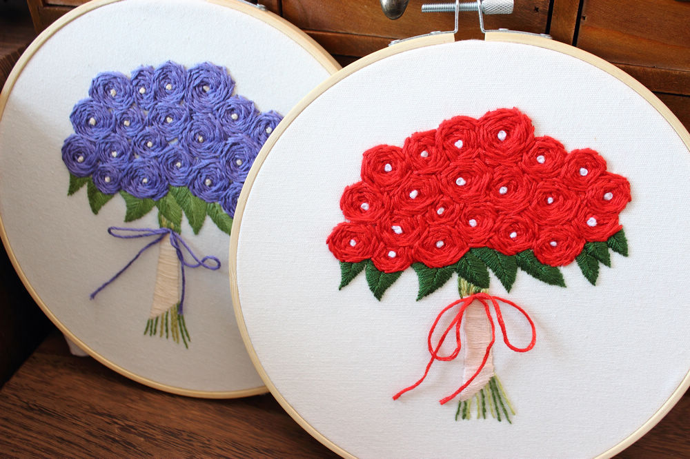 Directo de fábrica mano que sostiene la flor hecha a mano DIY tela novato bordado europeo flores y plantas paquete material kit costura traje