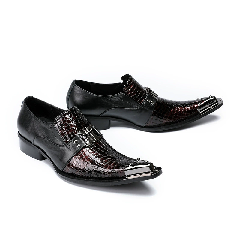 Внешняя торговля заостренным носком, Европейская и американская мужская обувь из натуральной кожи с железным носком, модная Парикмахерская, увеличивающая рост, индивидуальная кожаная обувь в стиле ретро для ночного клуба