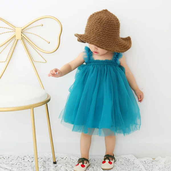 Amazon's Hot-Selling 2026 Summer Girls' Mesh Dress with Straps, Ruffled Edge Baby Princess Dress, Puffy Dress