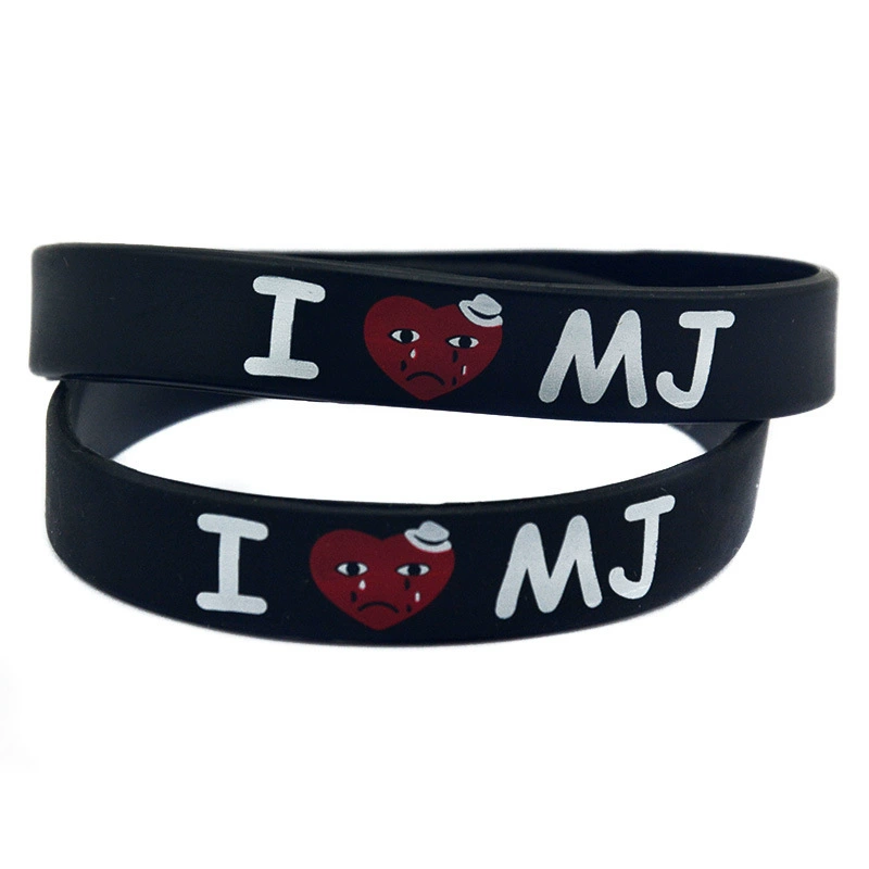 Европейский и американский браслет из мягкого силиконового клея «I love MJ» Майкл Джексон 1/2 дюйма с принтом звезды памятный нарукавник на руку