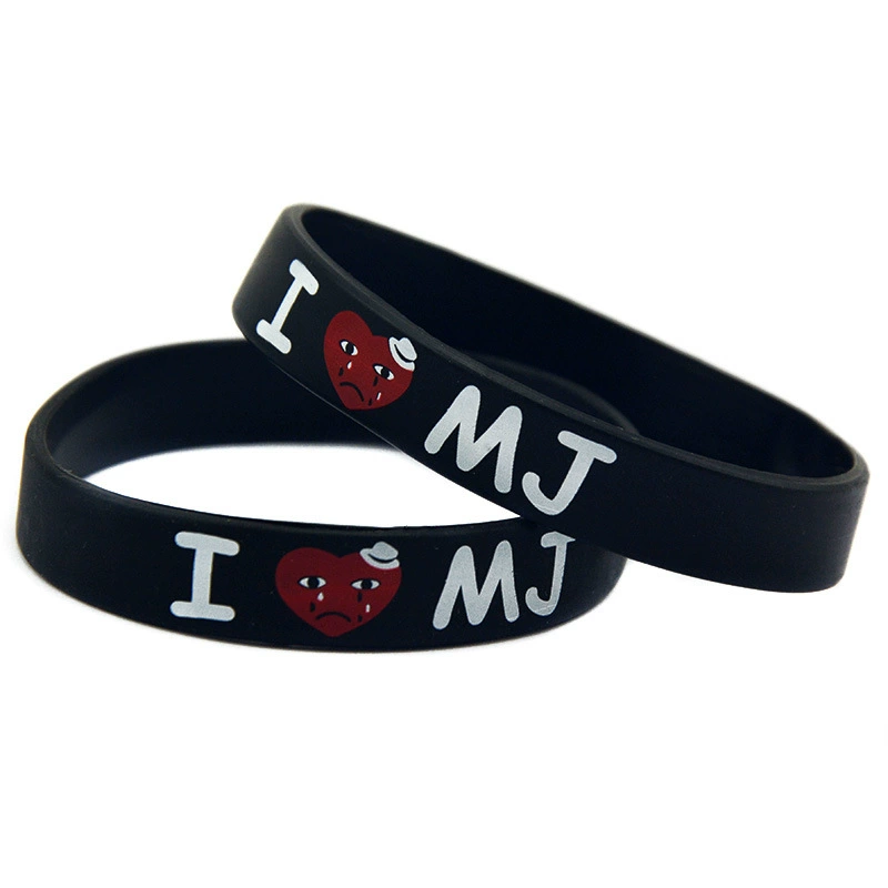 Европейский и американский браслет из мягкого силиконового клея «I love MJ» Майкл Джексон 1/2 дюйма с принтом звезды памятный нарукавник на руку