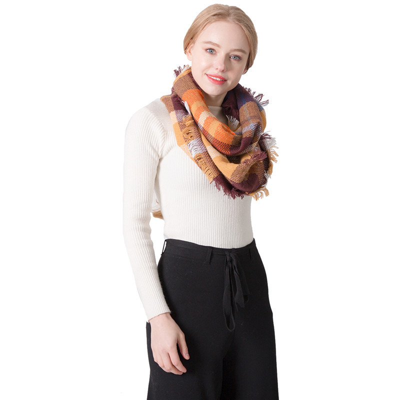 Écharpe à carreaux unisexe avec écharpe à carreaux colorée_voghion.com