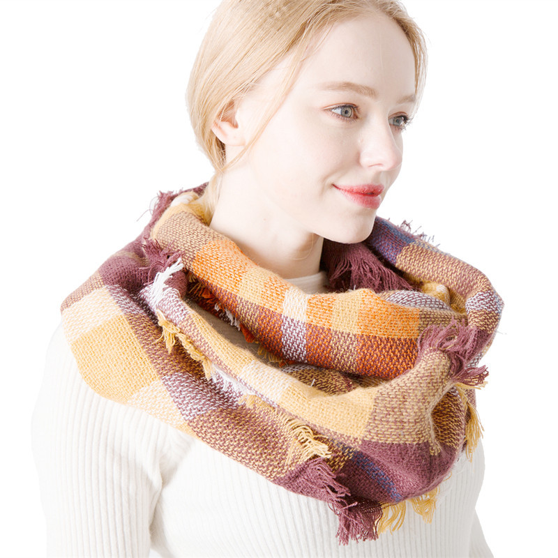 Écharpe à carreaux unisexe avec écharpe à carreaux colorée_voghion.com