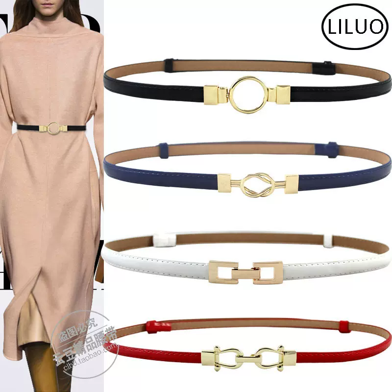 金梨落简约女士细皮带装饰连衣裙百搭伸缩细腰带挂钩黑色工厂批发