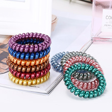 2024韩版金属色电话线发圈女士不变形发束头饰高马尾扎发皮筋批发