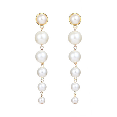 Fashion European and American French retro pearl earrings creative simple size artificial pearl long earrings wholesale 