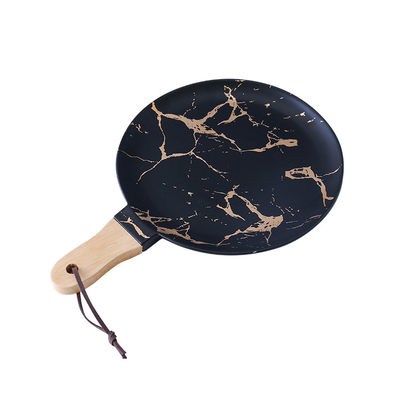 Мраморные золотые черные маленькие диски с деревянными ручками