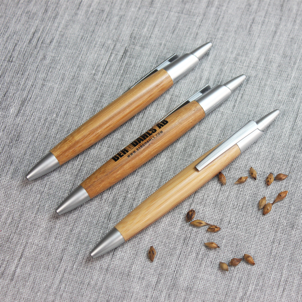 Lápiz de bola de madera de bambú, lápiz de madera grasa, lápiz de madera natural al por mayor, logotipo de grabación láser personalizado