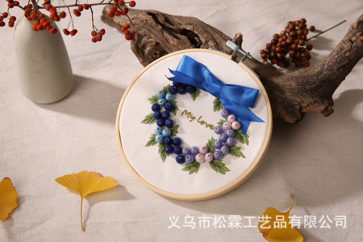 Miel fruta hecha a mano DIY tela novato europeo bordado flores y plantas material paquete kit costura traje estudiante hecho a mano