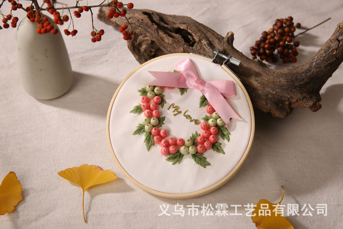 Miel fruta hecha a mano DIY tela novato europeo bordado flores y plantas material paquete kit costura traje estudiante hecho a mano