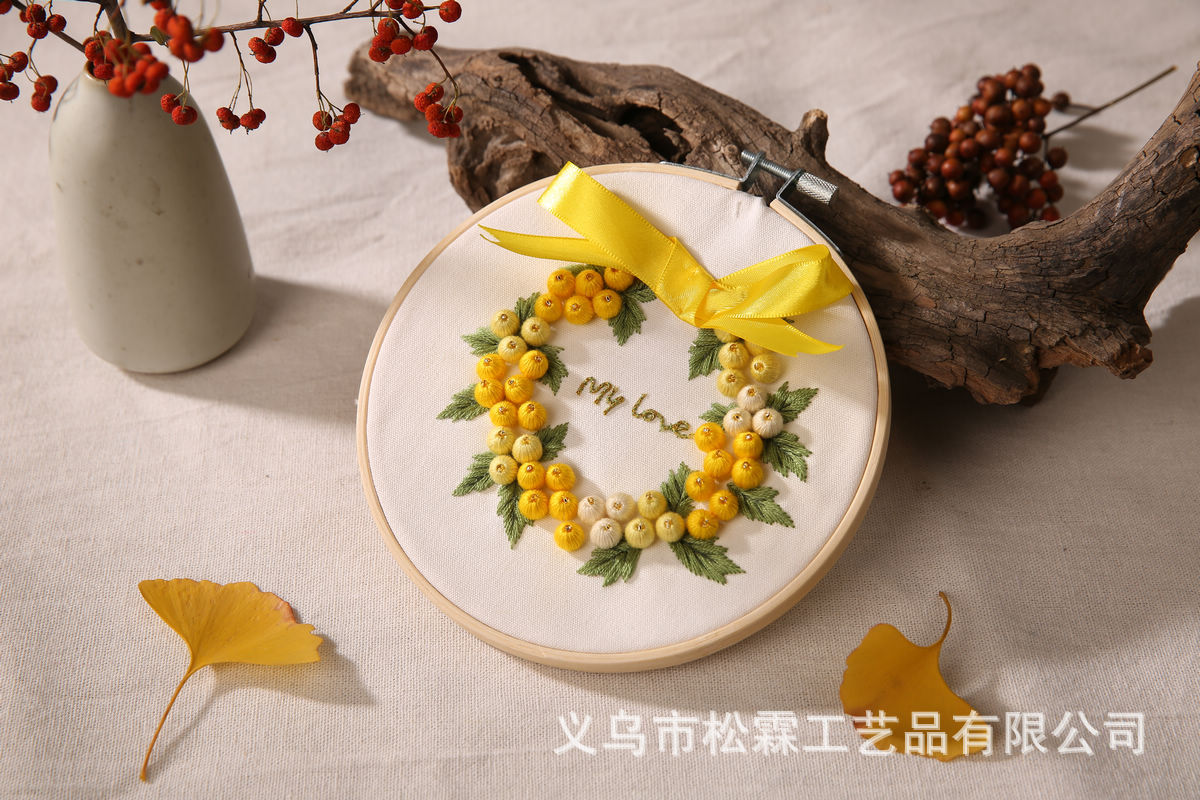 Miel fruta hecha a mano DIY tela novato europeo bordado flores y plantas material paquete kit costura traje estudiante hecho a mano