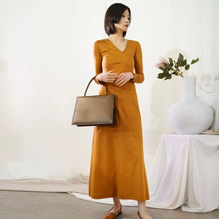 设计师女装 春装新款简约套头大摆连衣裙长裙