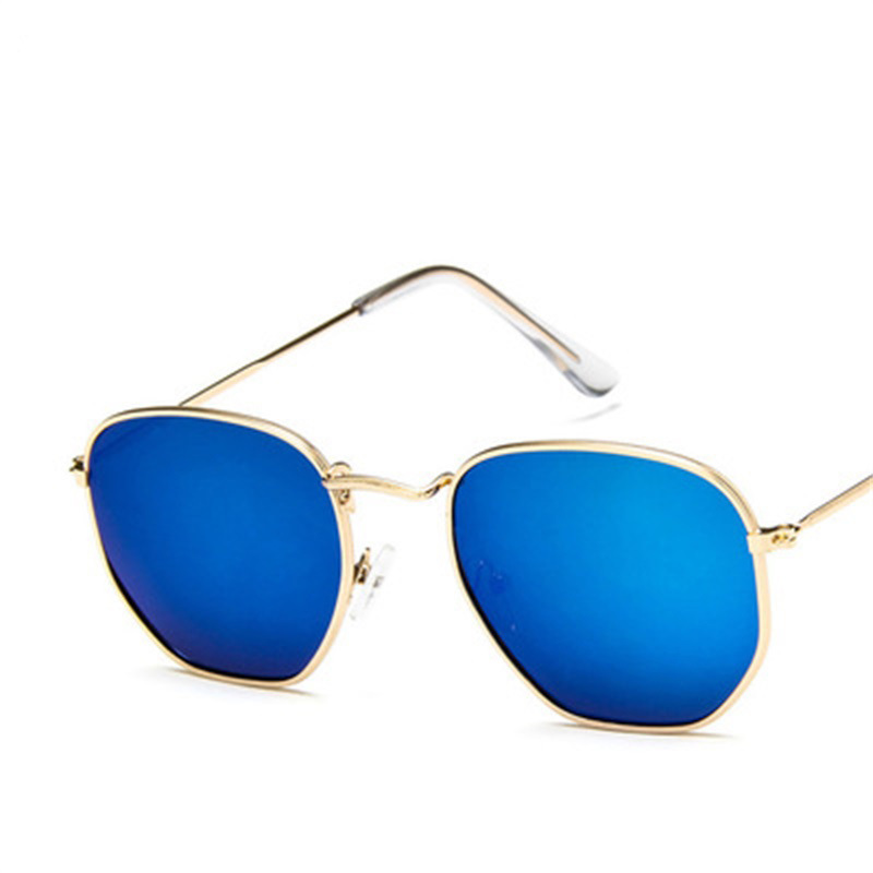 Nuevo metal marco polígono gafas de sol moda europea y americana pequeño marco colorido Mercurio océano gafas de sol al por mayor 3548