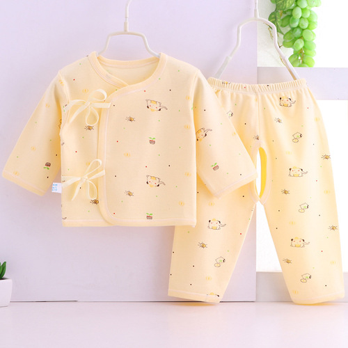 Baby clothes, newborn pure cotton underwear set, newborn baby monk clothes, two-piece close-fitting set, thin pajamas