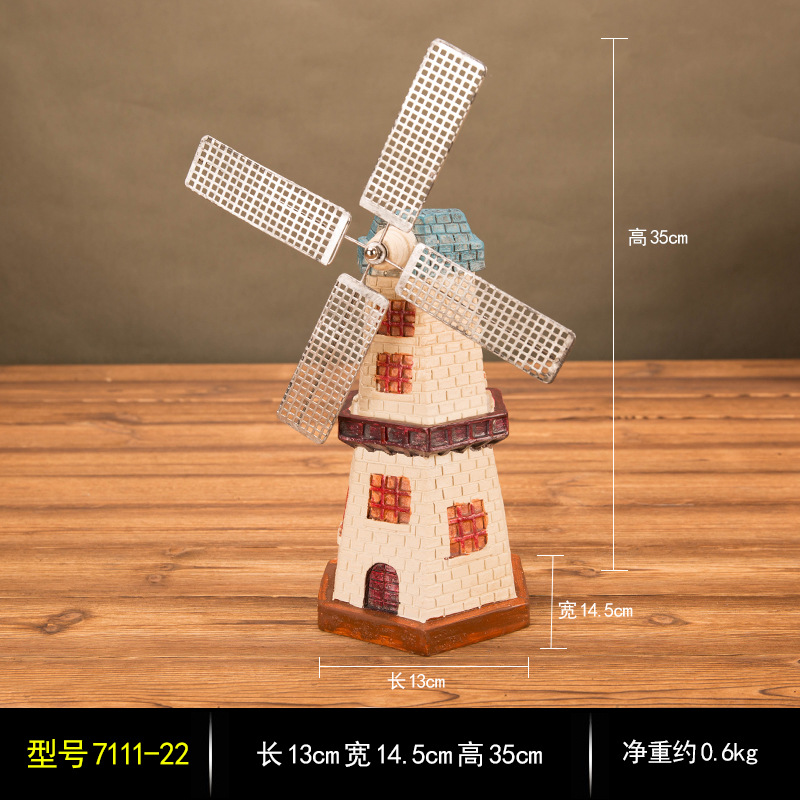 Creative Dutch windmill resin personalized gift exquisite windmill toy room decoration furniture soft decoration