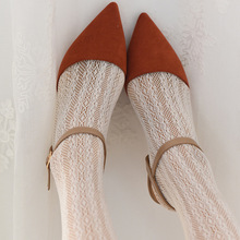 日本靴下W网红古着感白色复古镂空花蕾丝连裤袜法式少女ins潮网袜
