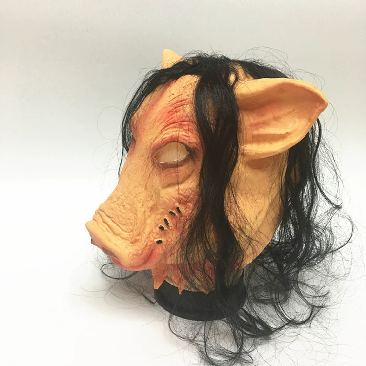 [Halloween pig head mask cosplay prop chainsaw horror 3 piggy spoof terrifying headwear batch]
