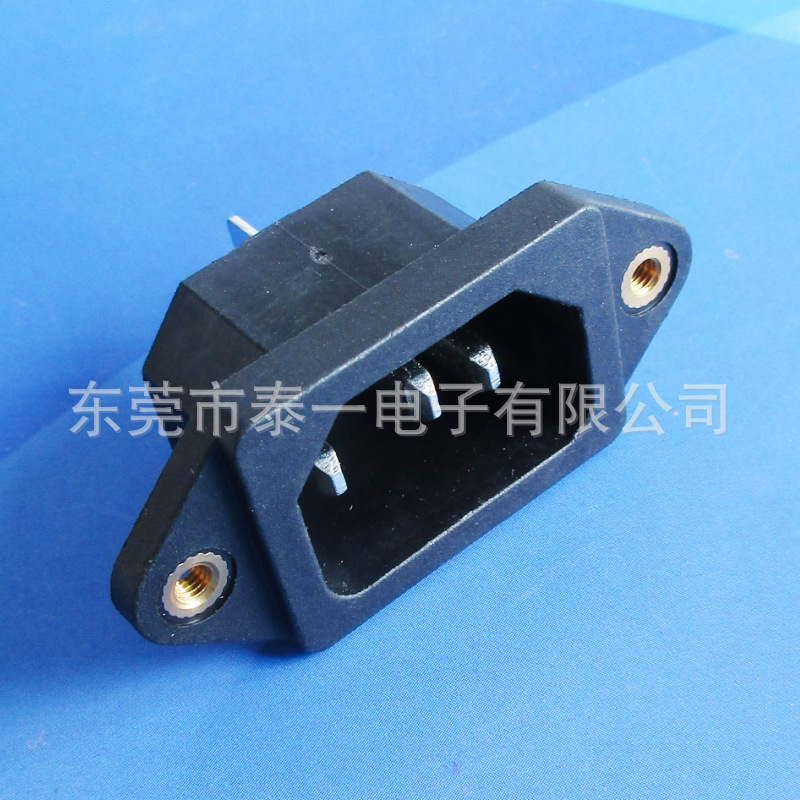 安防设备常用电源输入品字尾插座带螺纹三芯品字插座DB-14-1（B)