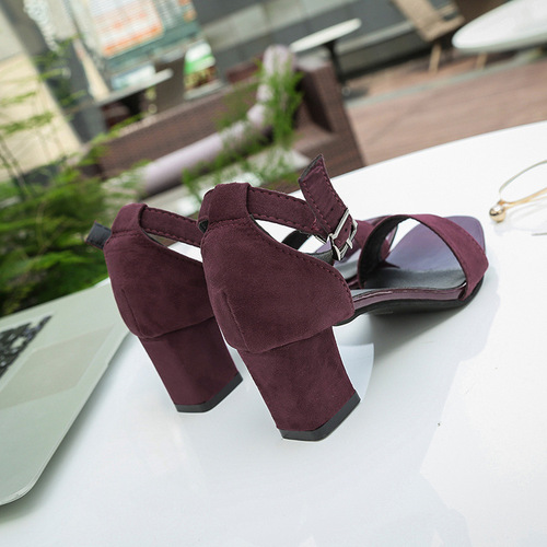 Sandals for women summer 2017 new style thick heel black student open toe buckle strap Roman high heels for women