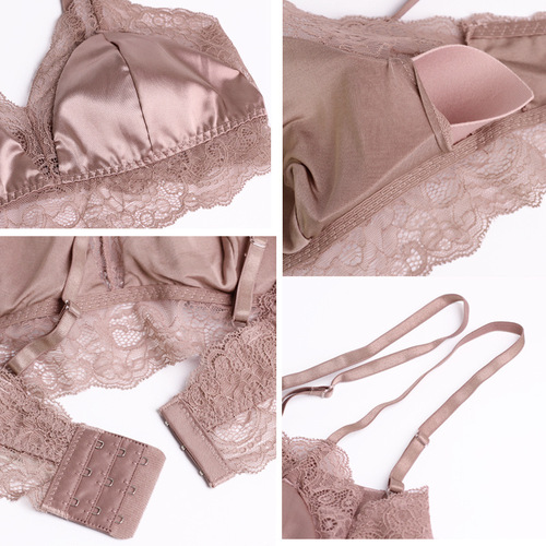  Summer New Silk Wireless Bra Mulberry Silk Knitted French Sexy Lace Underwear Women's Thin Tube Top