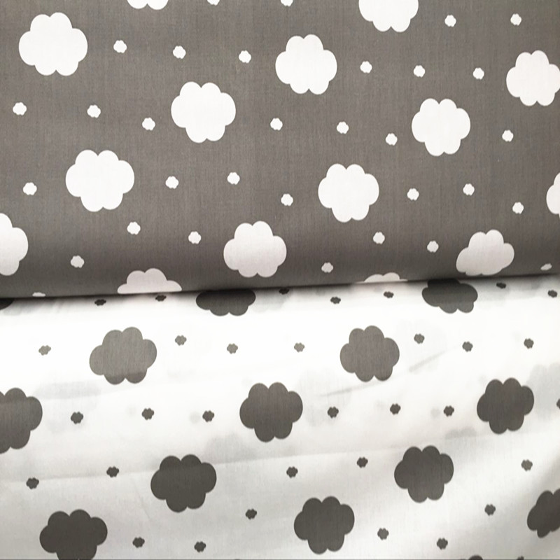 厂家批发全棉纯棉印花卡通布料床品宝宝面料批发1.6米宽幅灰云朵