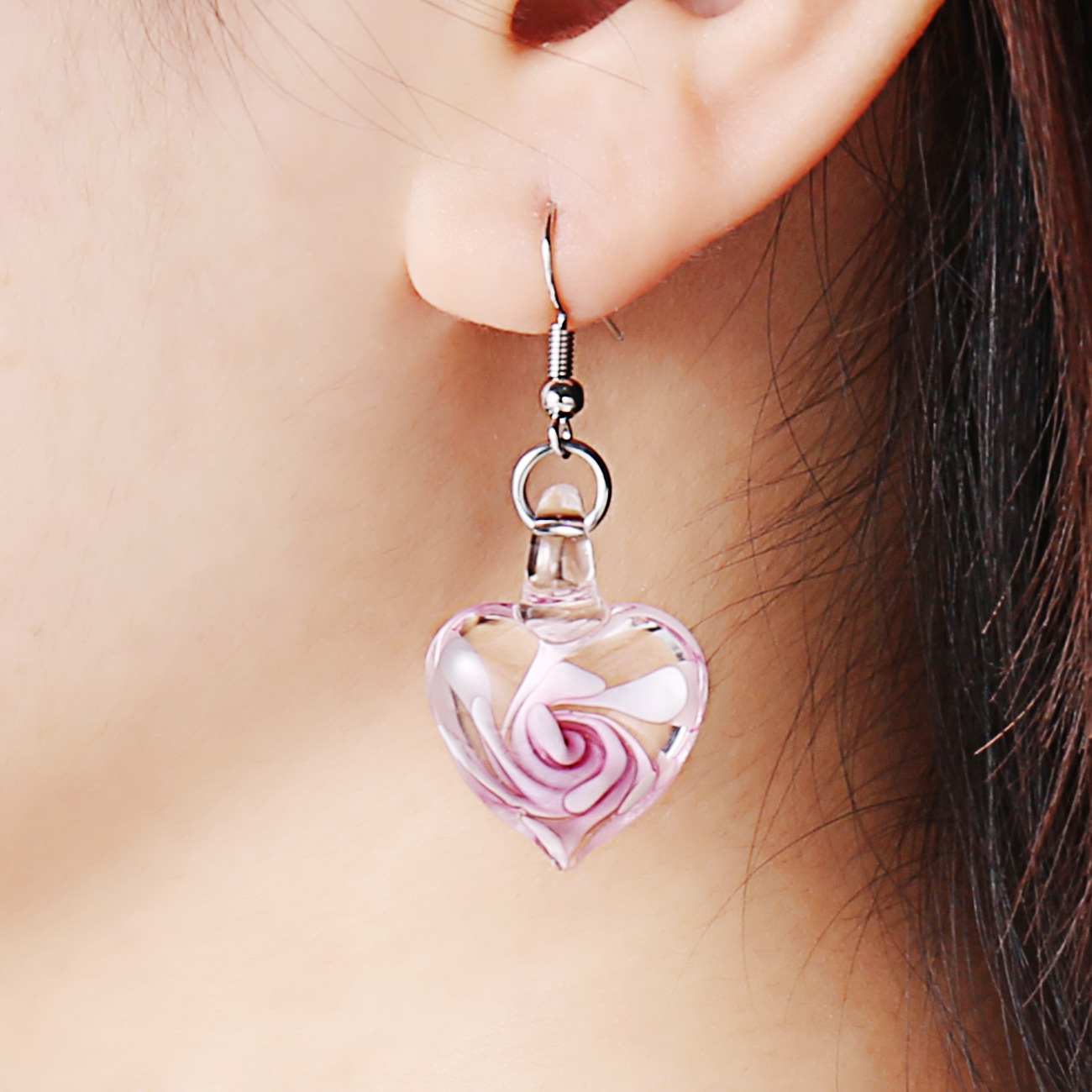 Collana con ciondolo a forma di fiore a spirale intarsiato in vetro, alla moda e carina, con nastro_voghion.com