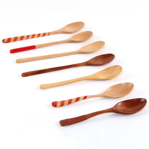 One wood, one craftsman Wooden soup spoon long handle wooden spoon tied with wire spoon coffee spoon Japanese style wooden spoon with wire wrapped