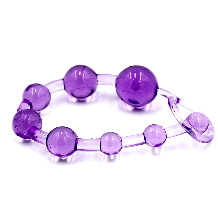 Anal Bead Toy (LA ZHU) 10-Bead Crystal-Style Plug, Ring Handle, Multiple Colors