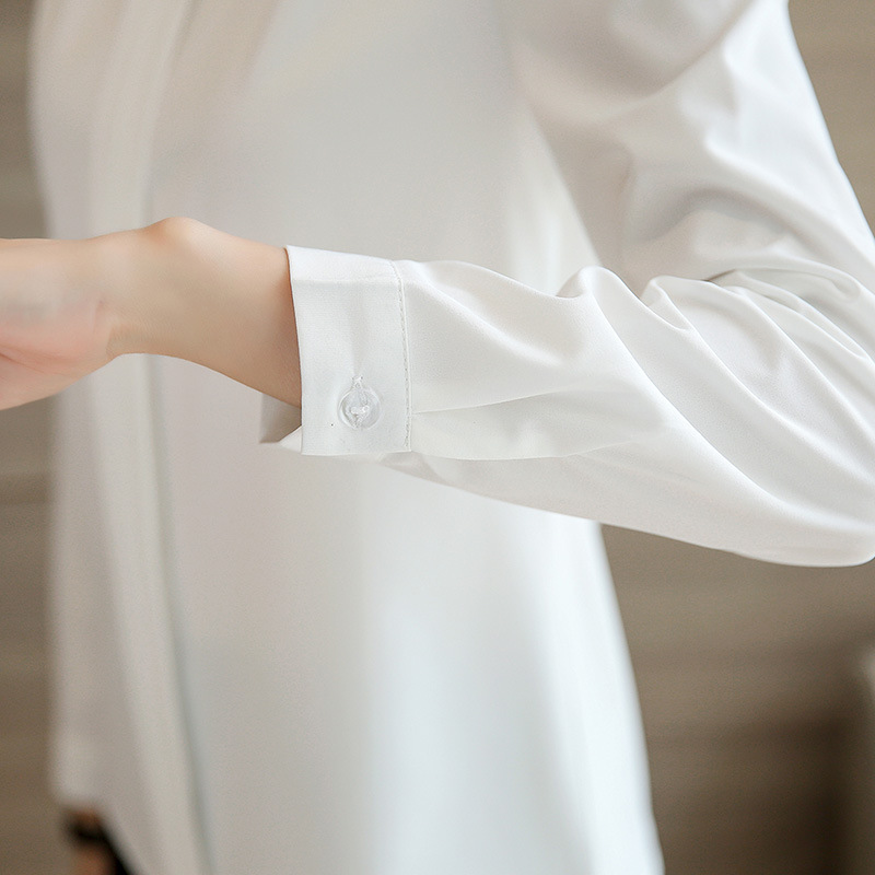 2021 Spring and Autumn New Women's Korean Style Cross V-neck Long Sleeve Base Shirt OL Slim Fit Shirt Women's Top Trendy