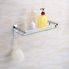 Bathroom stainless steel mirror stand bathroom single-layer tempered glass shelf cosmetic rack bathroom hanging accessories