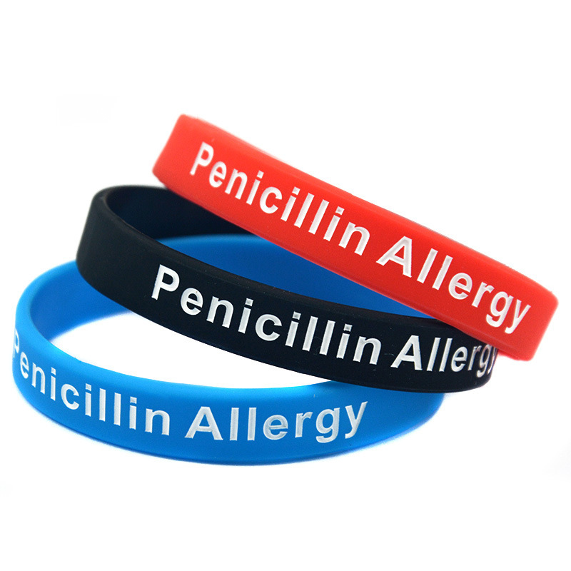 Medical Alert Penicillin Allergy Silicone Bracelet Medical Alert Sports Wristband
