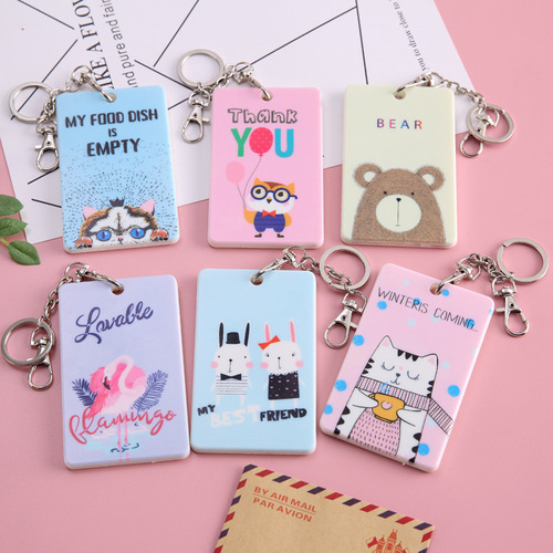 Korean cartoon bus card holder for children and students, cute acrylic card holder for event, factory direct sale