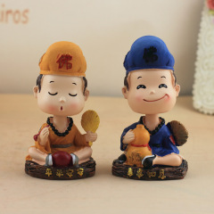 Creative Shaking Monk Car Model, Jigong Style, Resin Craft Home Decor, Gift for Men and Women