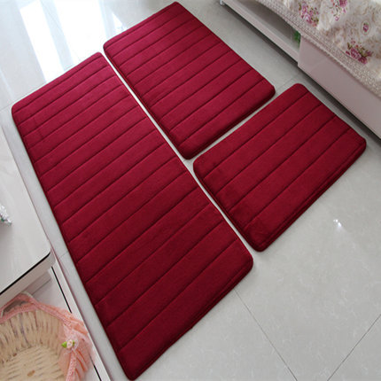 Wholesale coral fleece carpet memory foam mat cushion bathroom rubbing mat 3-piece foot bathroom mat