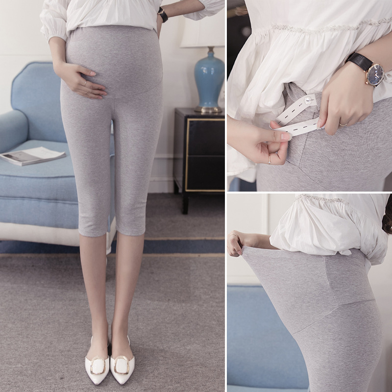 Fashionable K-style Spring and Summer Thin Modal Three-point Maternity Pants Large Size Adjustable Belly Support Outer Wear Leggings on Sale