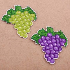 Embroidered fabric patches, computerized embroidery, fresh fruits, green grapes, purple grapes, personalized clothing decorations, patchwork stickers