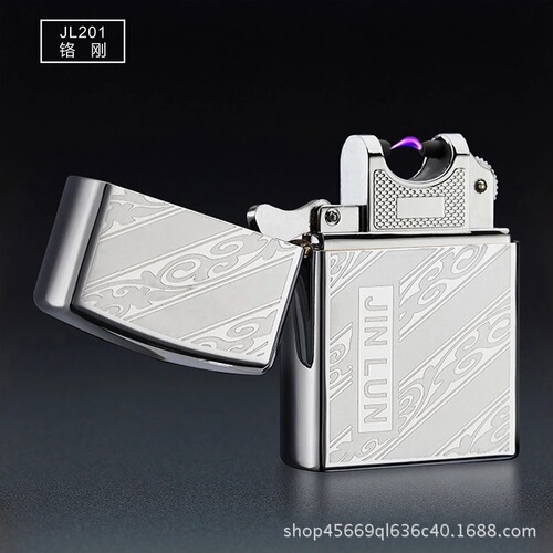 JL201 factory direct supply usb rechargeable lighter single arc windproof lighter trendy metal electronic cigarette lighter