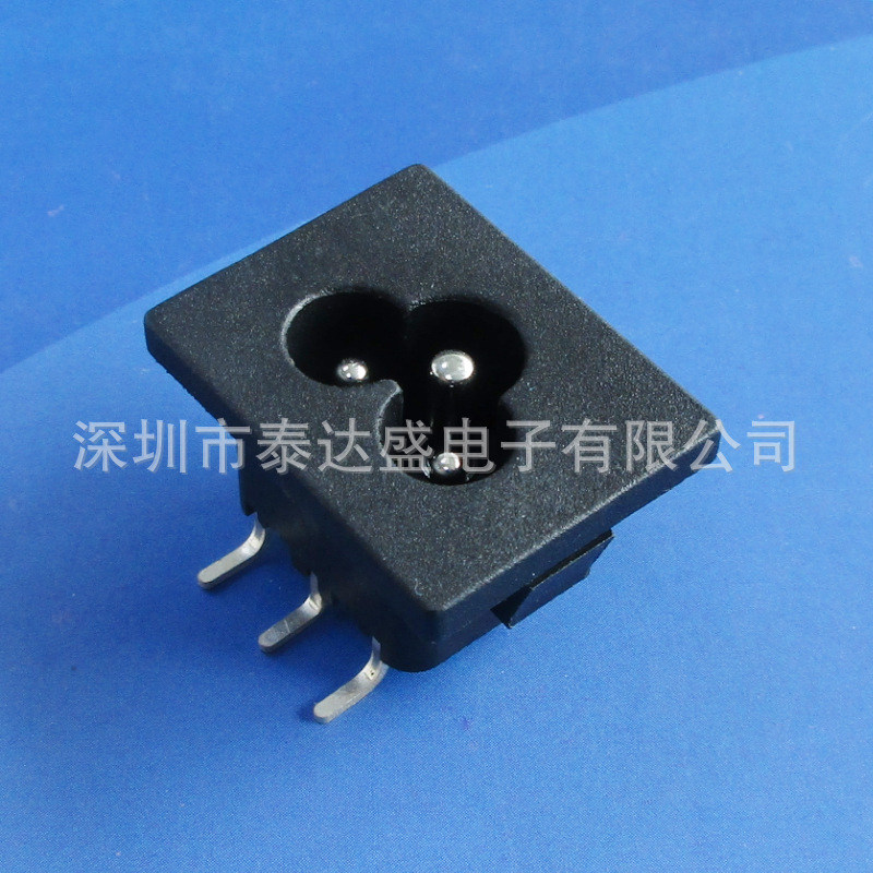 高弯三脚大梅花尾插座31*24大面板黑色梅花型AC电源插座DB-6