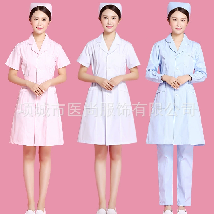 Фабрика прямые поставки летняя одежда медсестры медицинская Верхняя и нижняя с коротким рукавом и круглым вырезом Больничная аптека белое пальто практическая Рабочая одежда