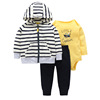 Children's bodysuit, set, spring jacket for early age, 3 piece set, European style, children's clothing