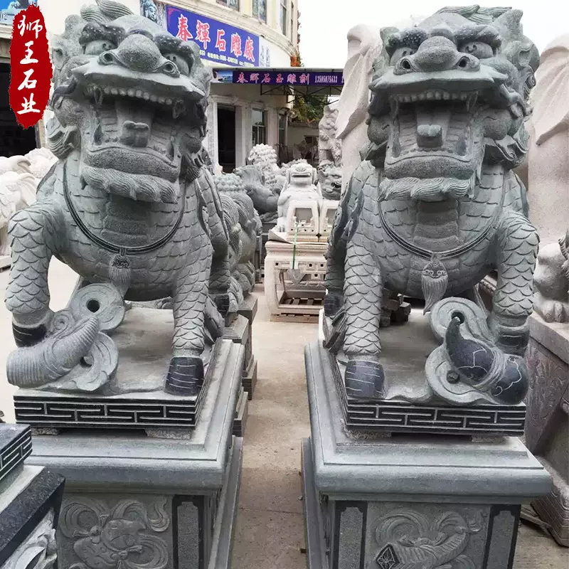 石雕麒麟一对大型公司工厂门前庭院别墅门口大理石花岗石园林摆件