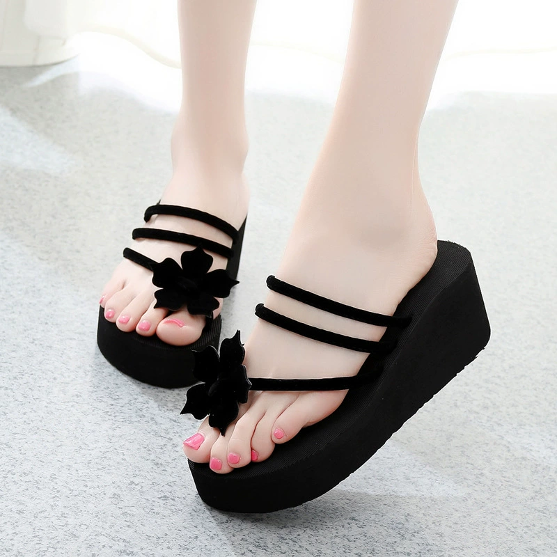 High beach slippers platform, non-slip summer flip flops, fashionable footwear, slide
