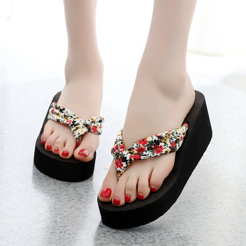 High beach slippers platform, non-slip summer flip flops, fashionable footwear, slide